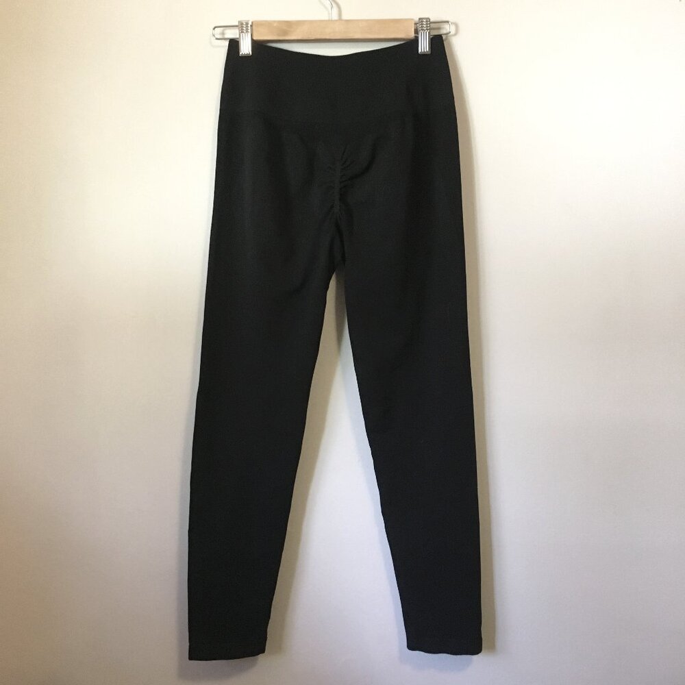 Black Seamless Scrunch Butt Leggings High Waisted Size - Picture 2 of 12